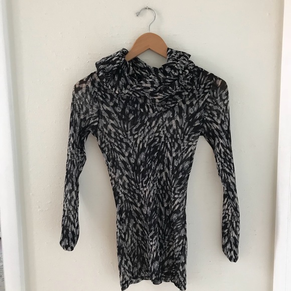 Karen Kane Mesh Sheer Cowl Neck Long Sleeve - Picture 2 of 4